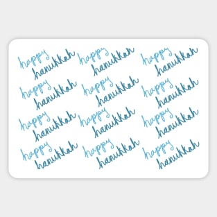 Happy Hanukkah Blue Script Lettering Pattern, made by EndlessEmporium Sticker